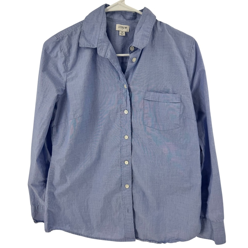 J.Crew Re-Imagined Blue Chambray Button Down Shirt Womens Size S Long Sleeve - Picture 3 of 9